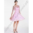 Розовое бальное платье с кружевом